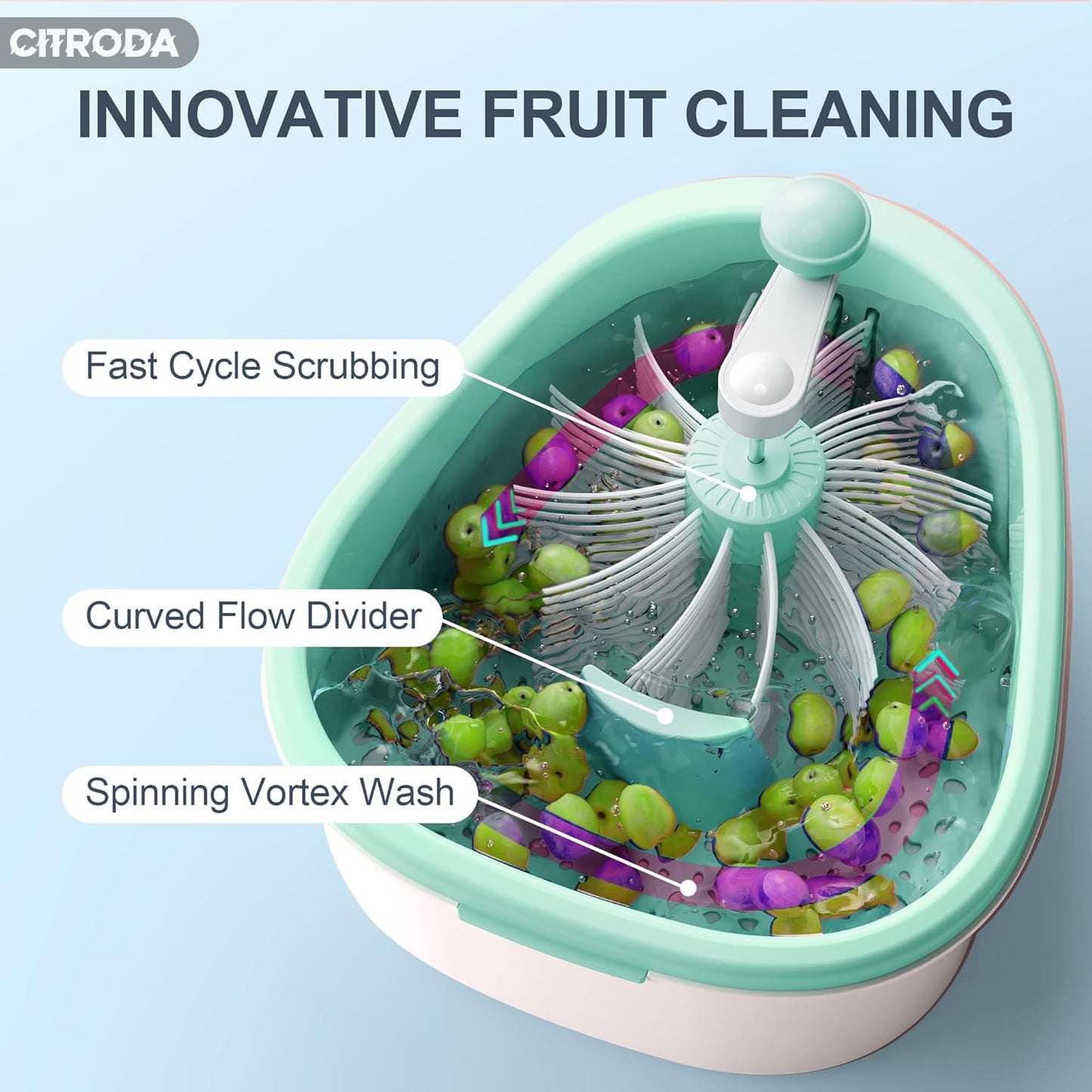 Fruit Cleaner Spinner, Large Fruit Washer Spinner, Fruit Cleaner Spinner with Fruit Washer Bowl, Vegetable Fruit Spinner Washer,Fruit and Vegetable Scrubber (Multy)
