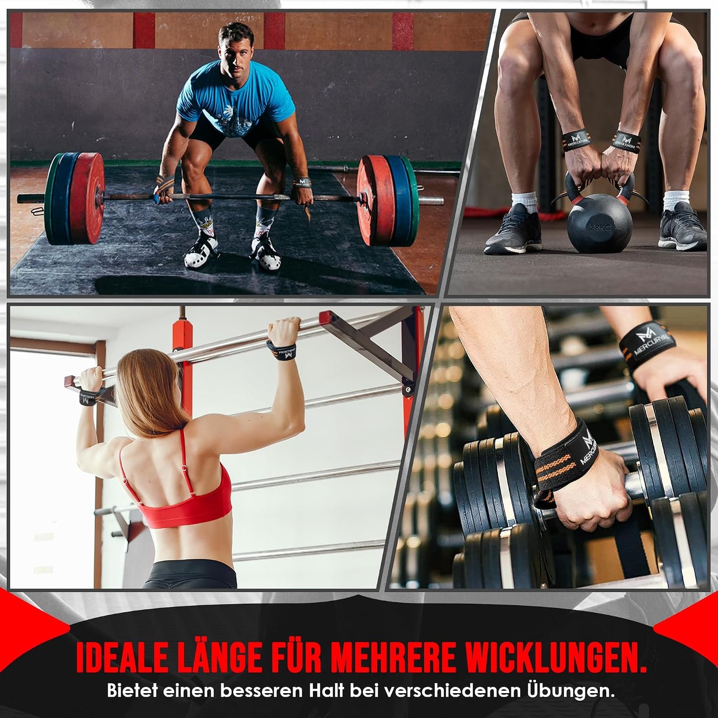 MERCURYAL Zughilfen Krafttraining Lifting Straps - Bodybuilding, Fitness, Kreuzheben, Powerlifting - Kreuzheben Gurte - Profi Lifting Straps - Lifting Straps - Gym Zubehör für Frauen und Männer