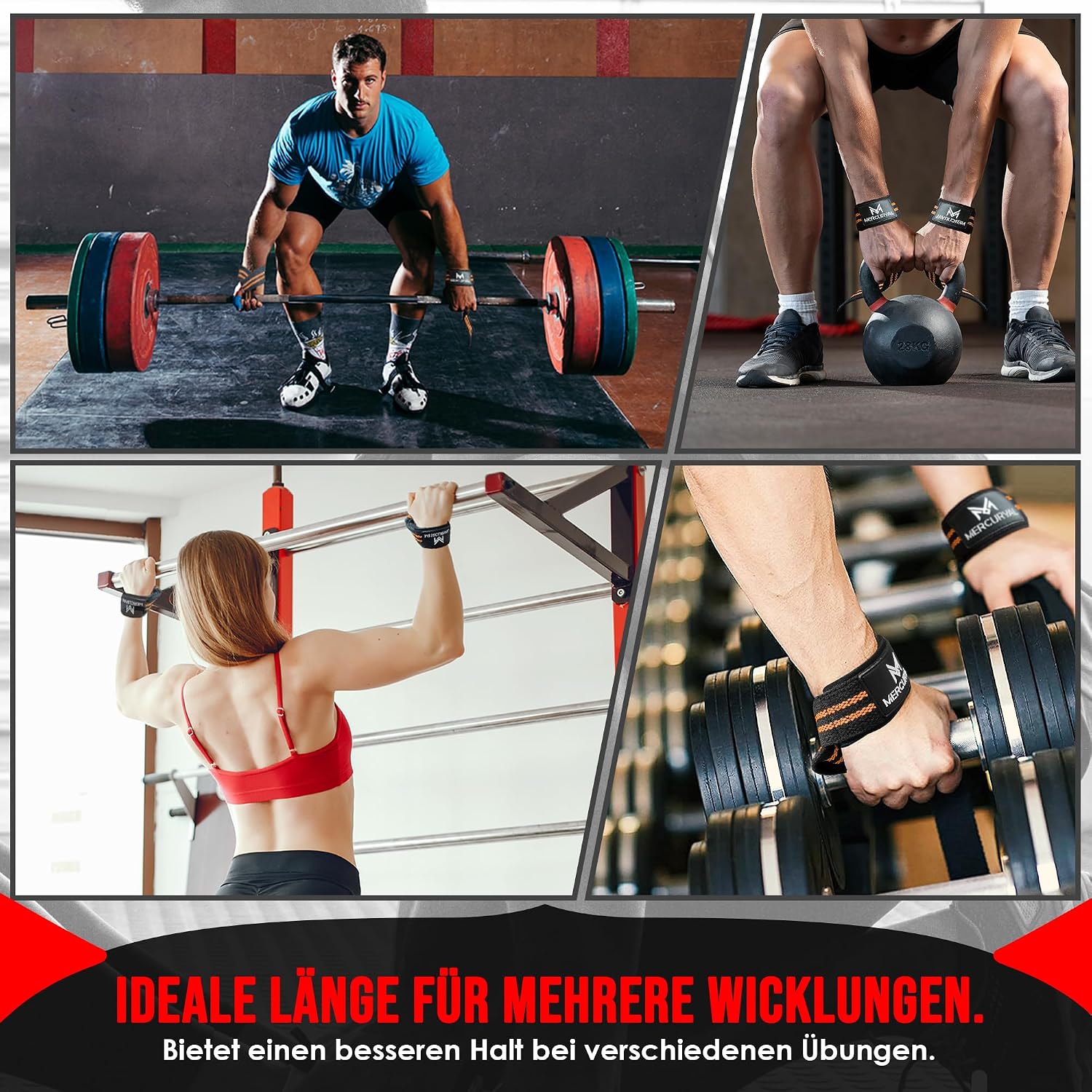 MERCURYAL Zughilfen Krafttraining Lifting Straps - Bodybuilding, Fitness, Kreuzheben, Powerlifting - Kreuzheben Gurte - Profi Lifting Straps - Lifting Straps - Gym Zubehör für Frauen und Männer