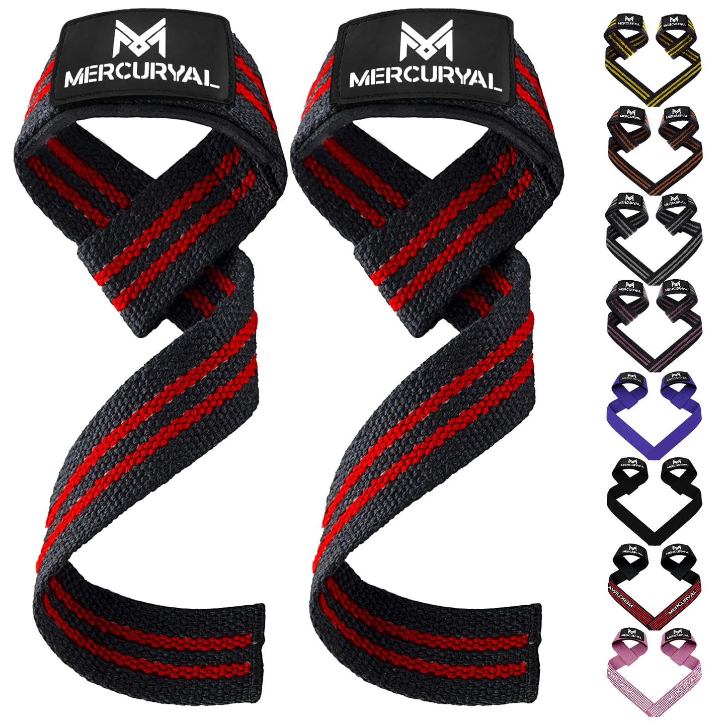 MERCURYAL Zughilfen Krafttraining Lifting Straps - Bodybuilding, Fitness, Kreuzheben, Powerlifting - Kreuzheben Gurte - Profi Lifting Straps - Lifting Straps - Gym Zubehör für Frauen und Männer