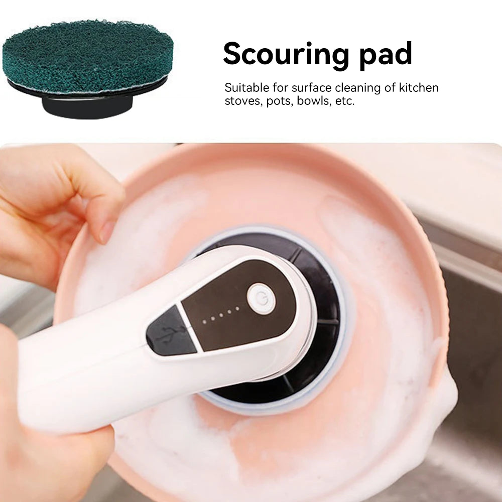 Electric Cleaning Brush 3-Gear Handheld Cordless Rotating Scrubber With Extended Handle Spin Scrubber For Bathroom Kitchen Floor