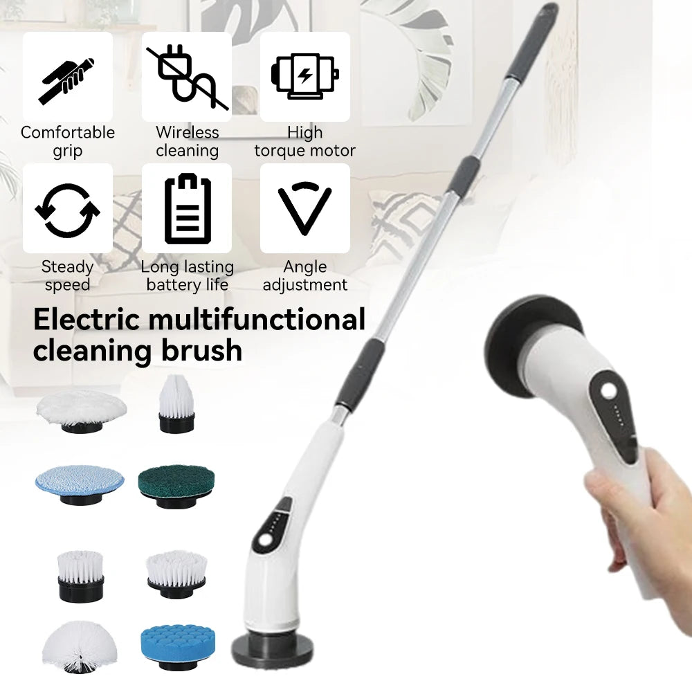 Electric Cleaning Brush 9 in 1 Household Wireless Rotatable 3 Speeds Cleaning Scrubber Tools For Bathroom Kitchen Window Toilet