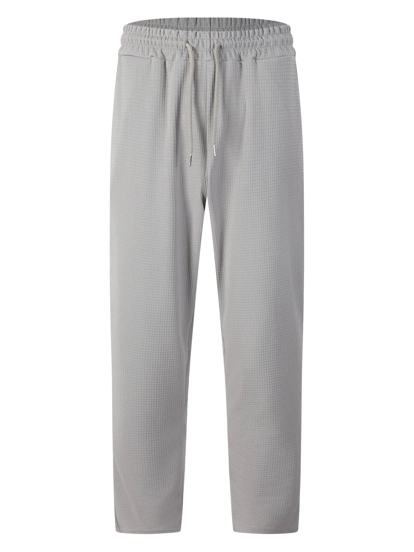 Men's Waffle Knit Elastic Waist Straight-Leg Pants