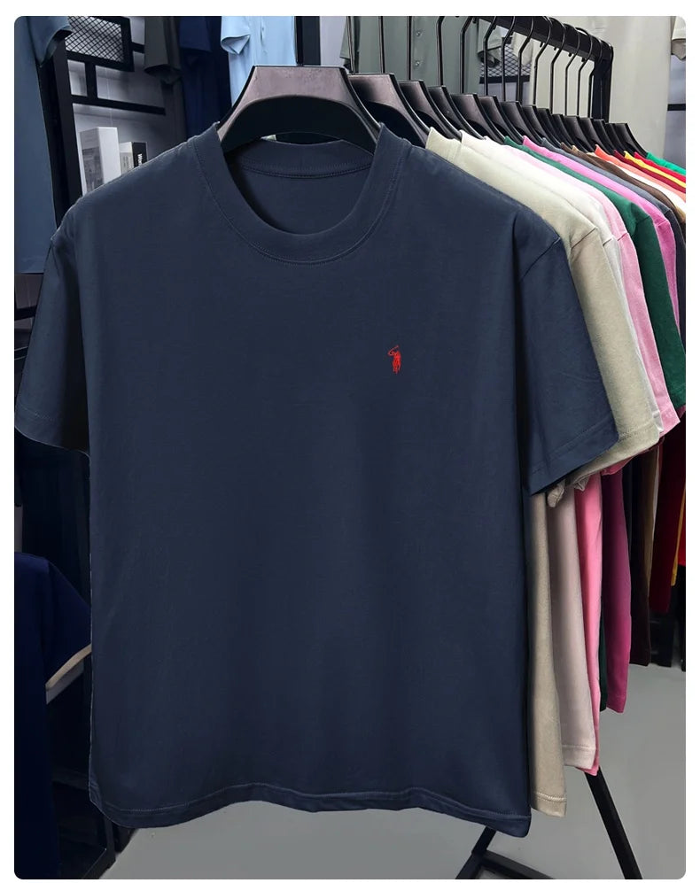 Men's Premium Cotton Embroidered Round Neck T-Shirt
