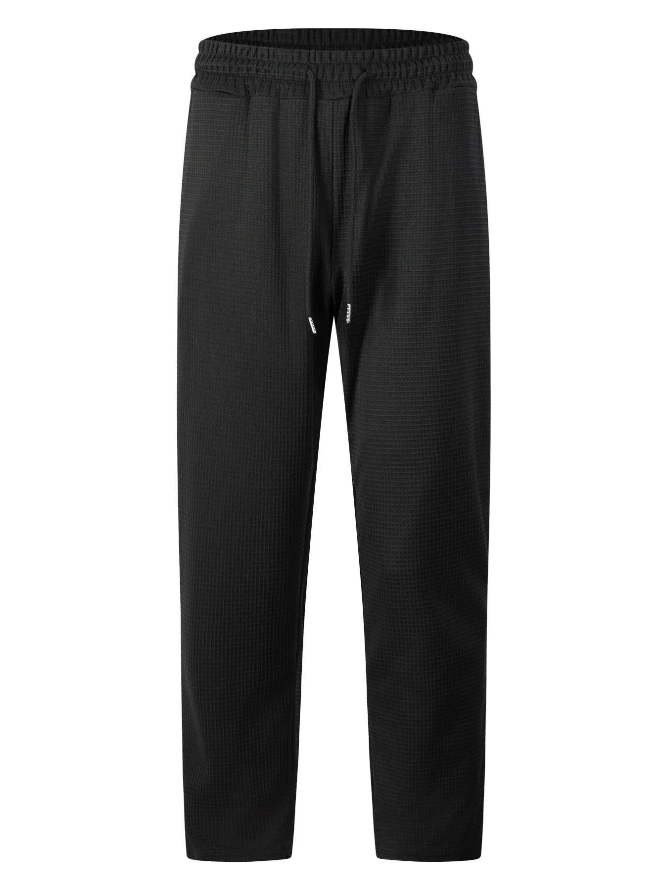 Men's Waffle Knit Elastic Waist Straight-Leg Pants