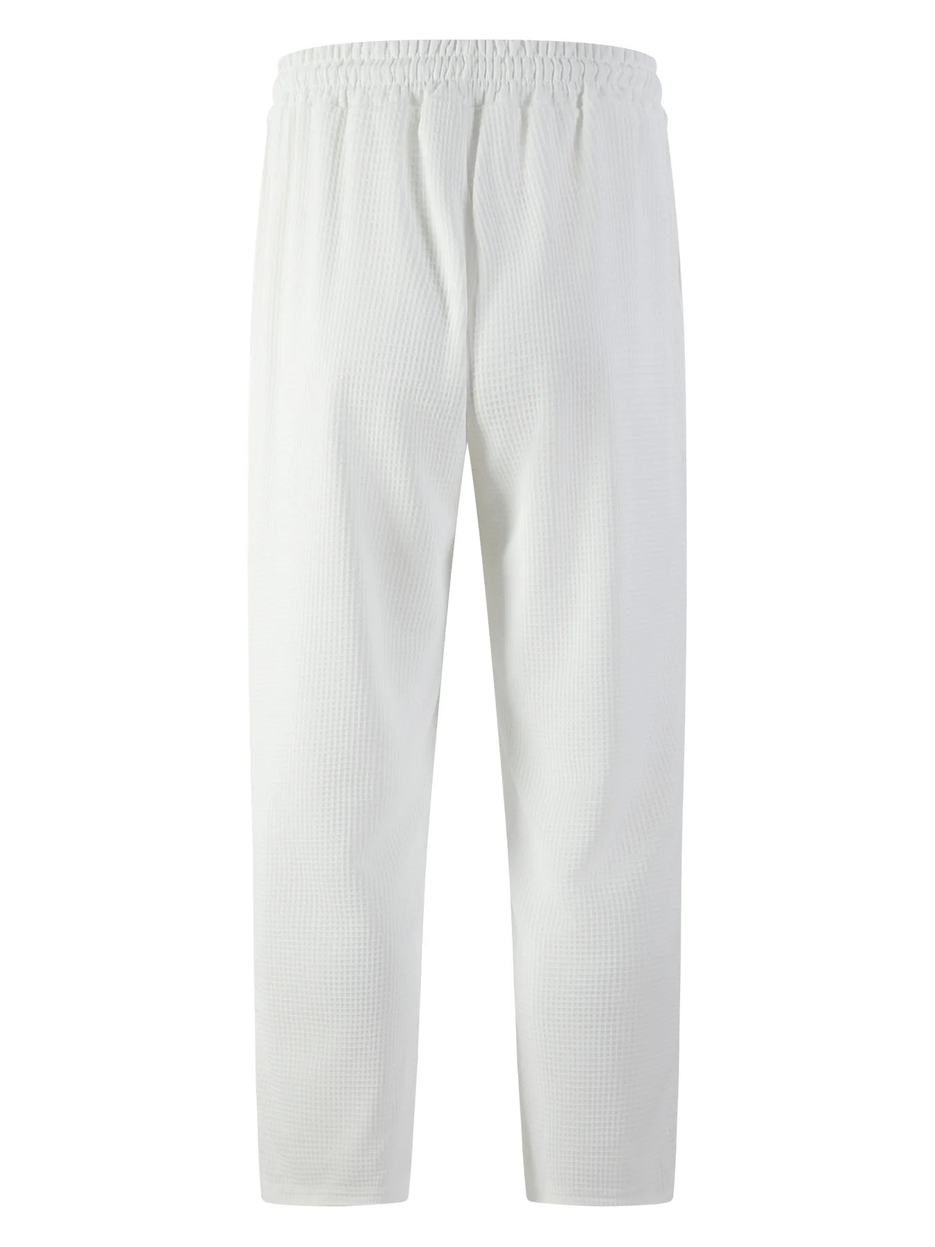 Men's Waffle Knit Elastic Waist Straight-Leg Pants