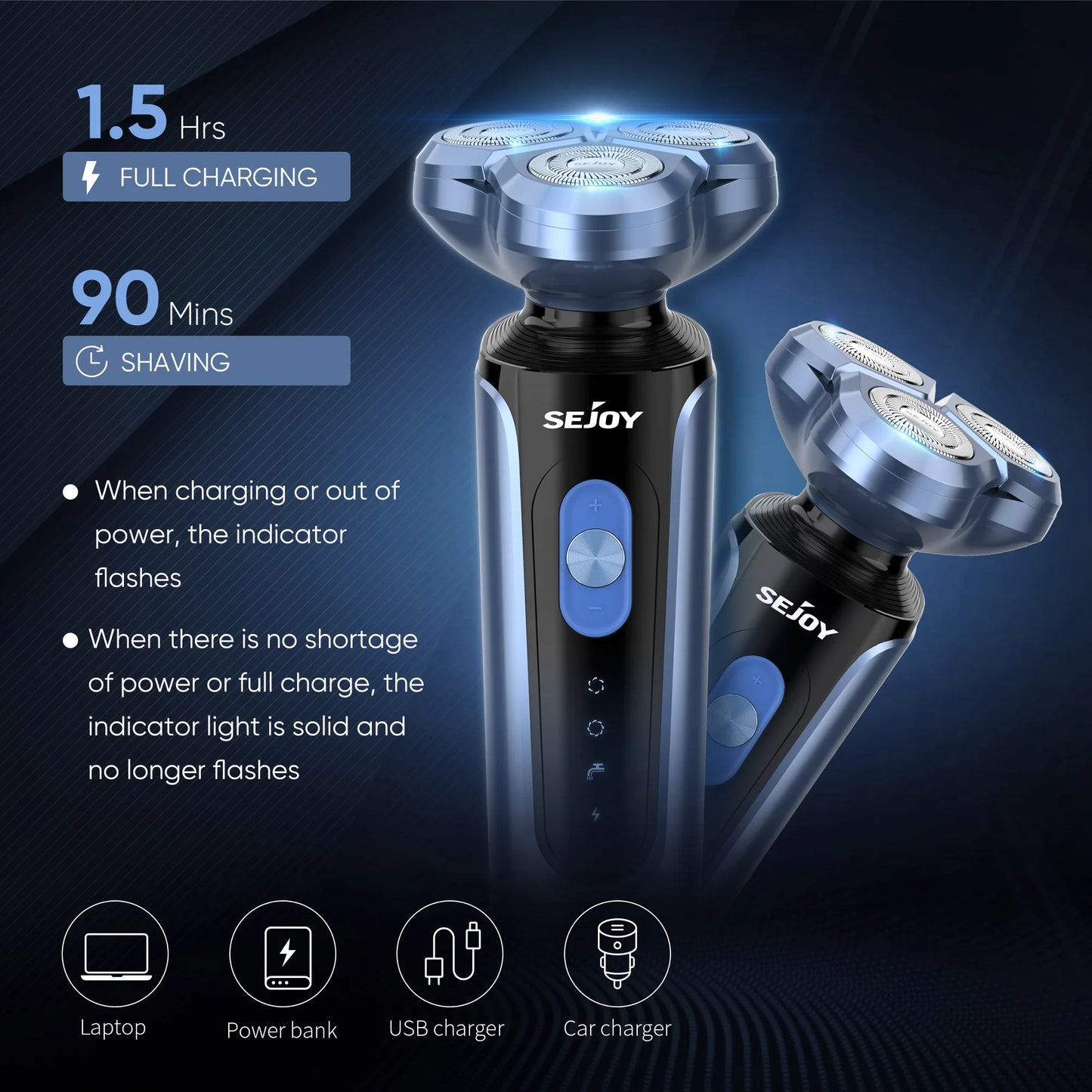 SEJOY Electric Shaver for Men,Hair Trimmer,Nose Hair Scissors,Facial Cleanser, Facial Massager Rechargeable Shaving Machine