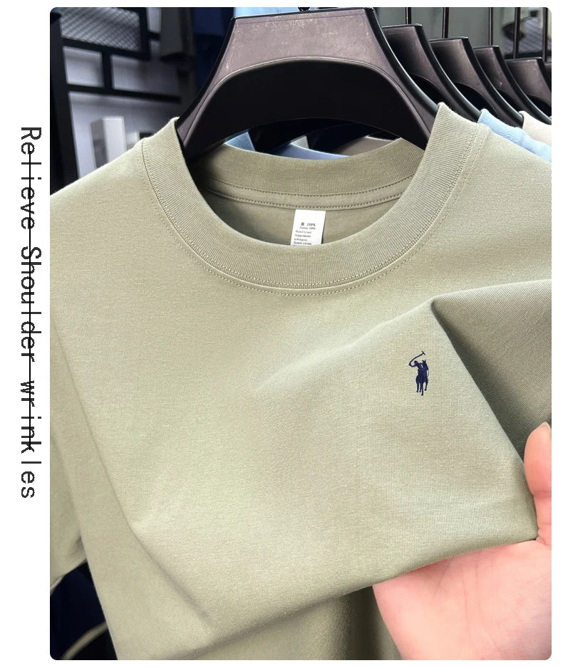 Men's Premium Cotton Embroidered Round Neck T-Shirt