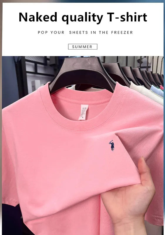 Men's Premium Cotton Embroidered Round Neck T-Shirt