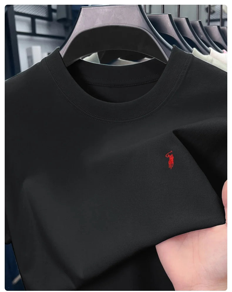 Men's Premium Cotton Embroidered Round Neck T-Shirt