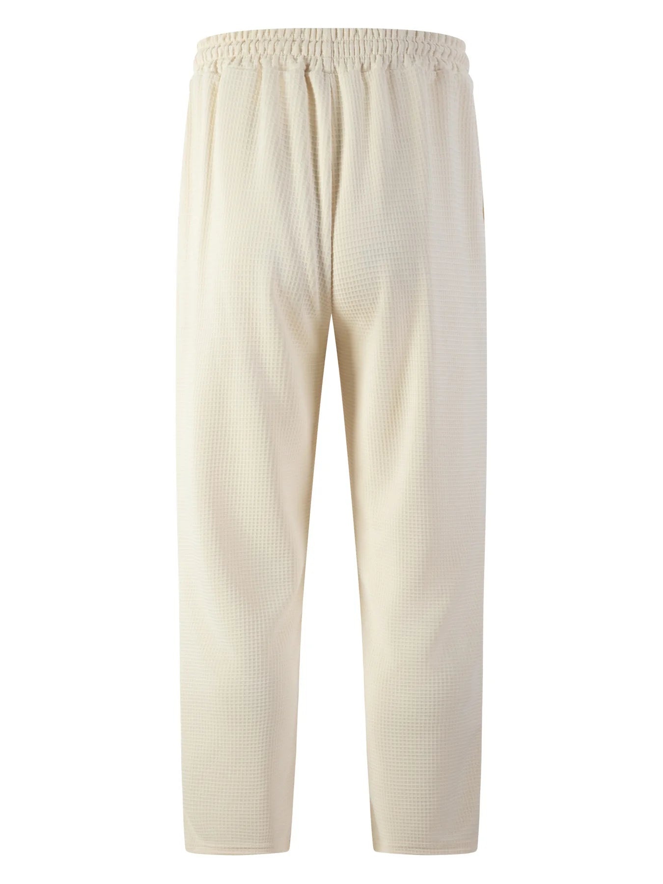 Men's Waffle Knit Elastic Waist Straight-Leg Pants