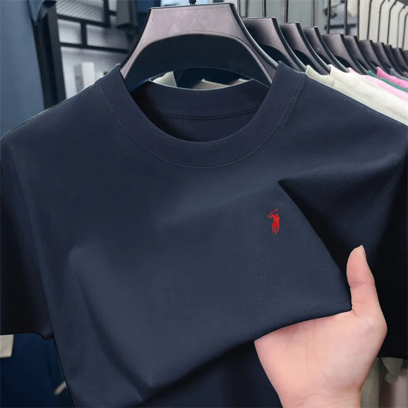 Men's Premium Cotton Embroidered Round Neck T-Shirt