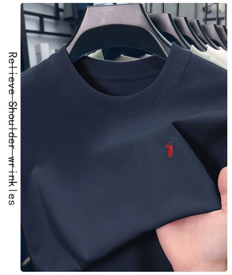 Men's Premium Cotton Embroidered Round Neck T-Shirt