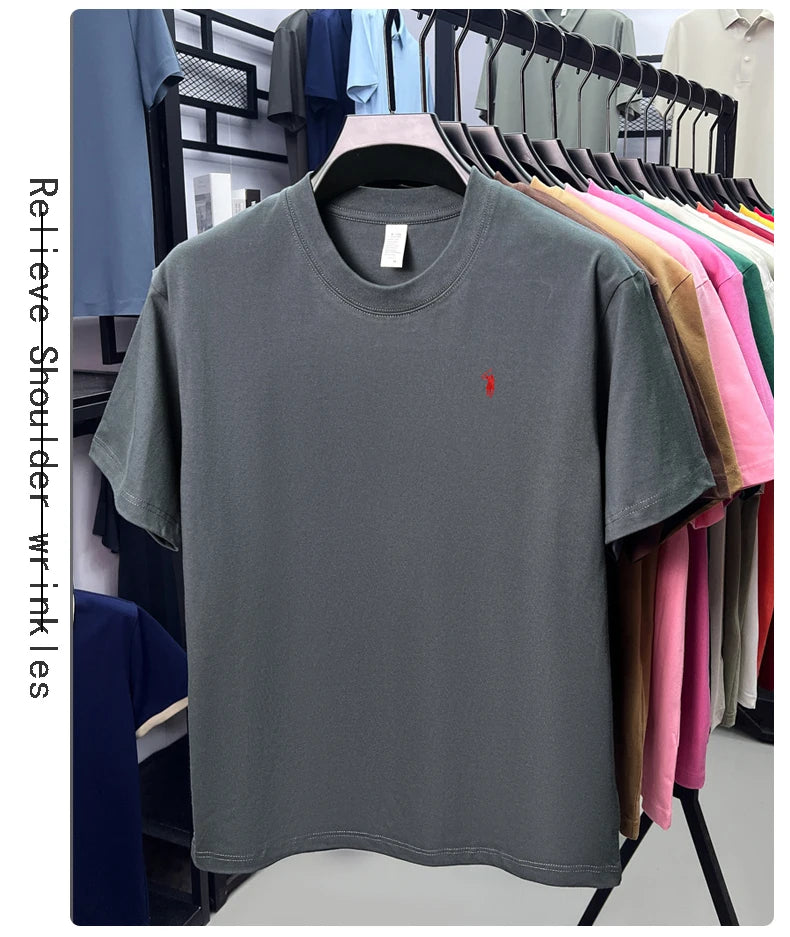 Men's Premium Cotton Embroidered Round Neck T-Shirt