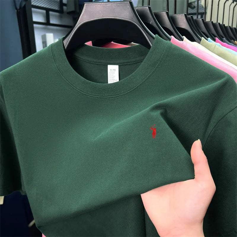 Men's Premium Cotton Embroidered Round Neck T-Shirt