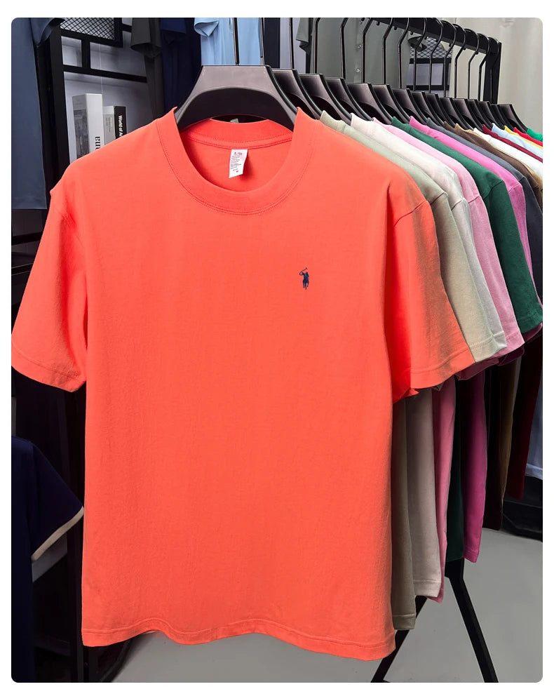 Men's Premium Cotton Embroidered Round Neck T-Shirt