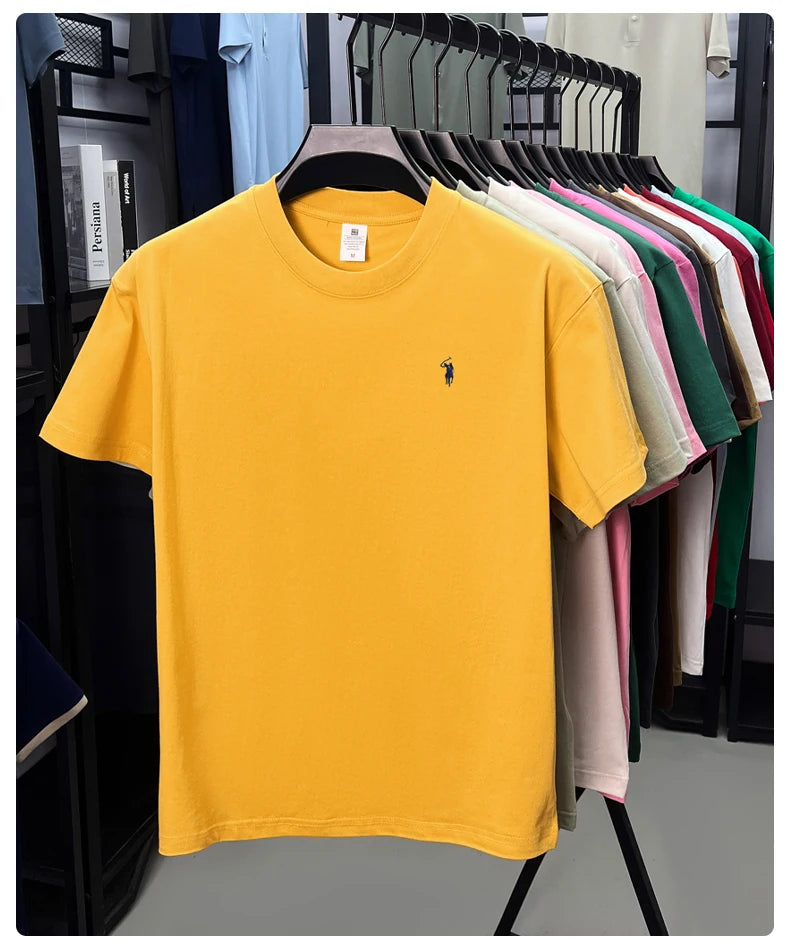 Men's Premium Cotton Embroidered Round Neck T-Shirt