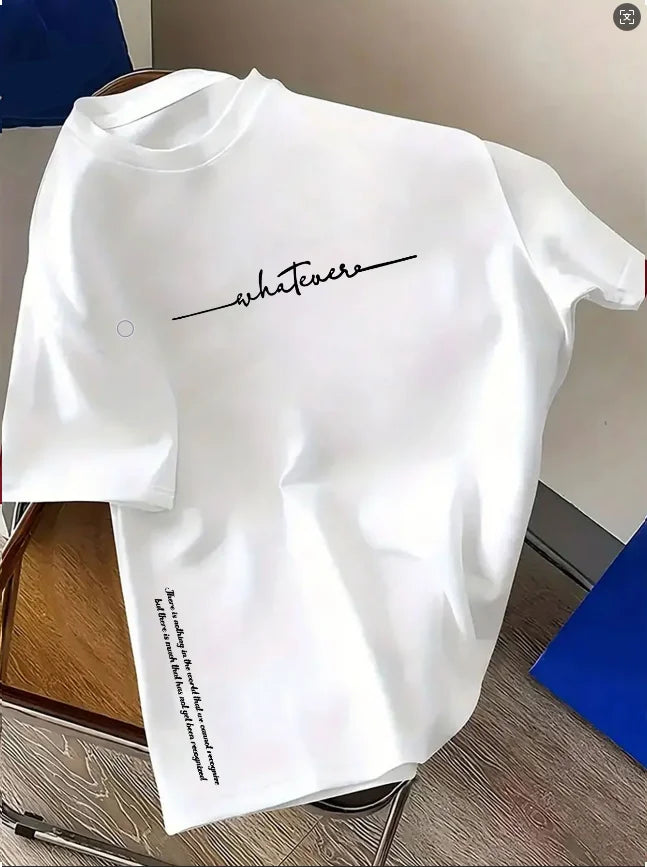 Spring and Summer  Casual Sports Loose Cotton T-shirt  Men's and Women's Simple Letter-Printed Round-neck Short-sleeved Top