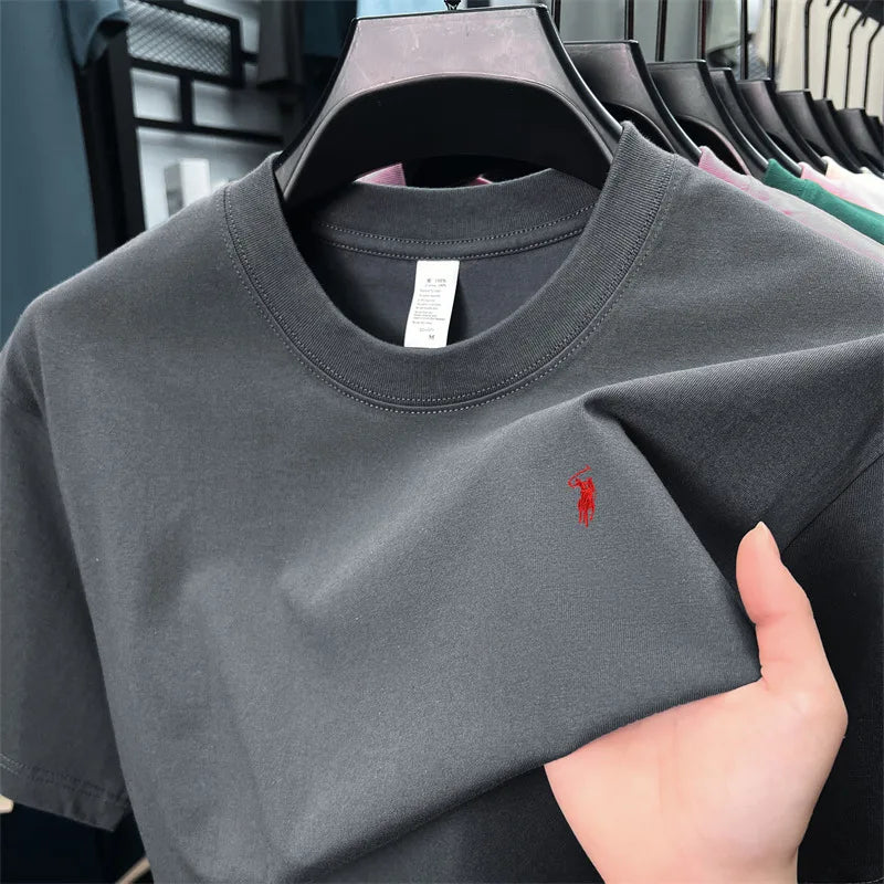 Men's Premium Cotton Embroidered Round Neck T-Shirt