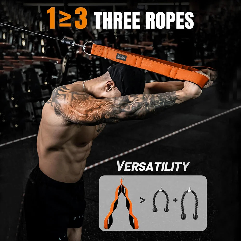 6-ring triceps rope connecting handle - heavy-duty training rope, adjustable length suitable for push ups and sit ups