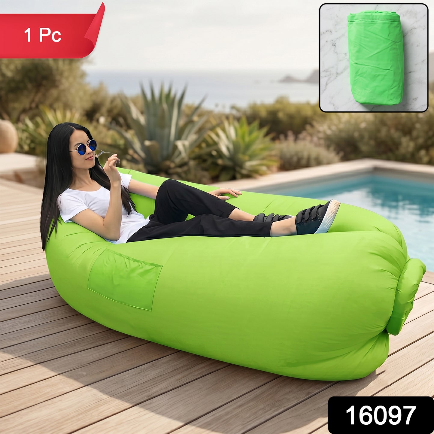 Inflatable Air Lounger Sofa For Outdoor Relaxing  Travel (1 Pc)