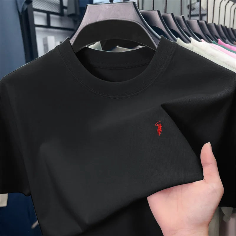 Men's Premium Cotton Embroidered Round Neck T-Shirt