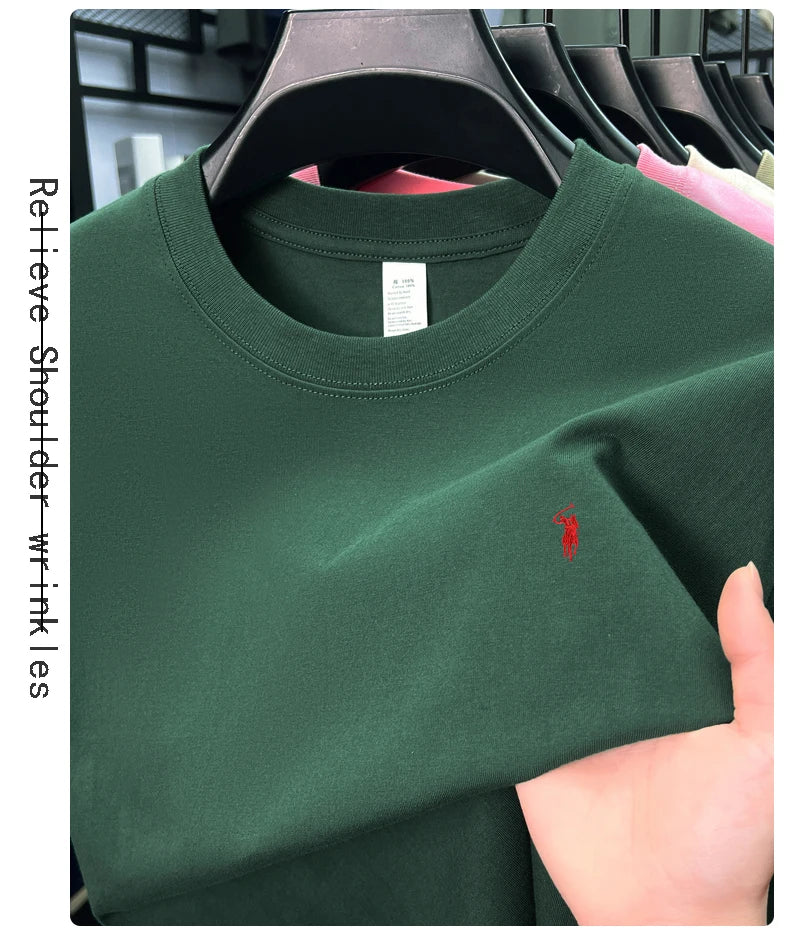 Men's Premium Cotton Embroidered Round Neck T-Shirt