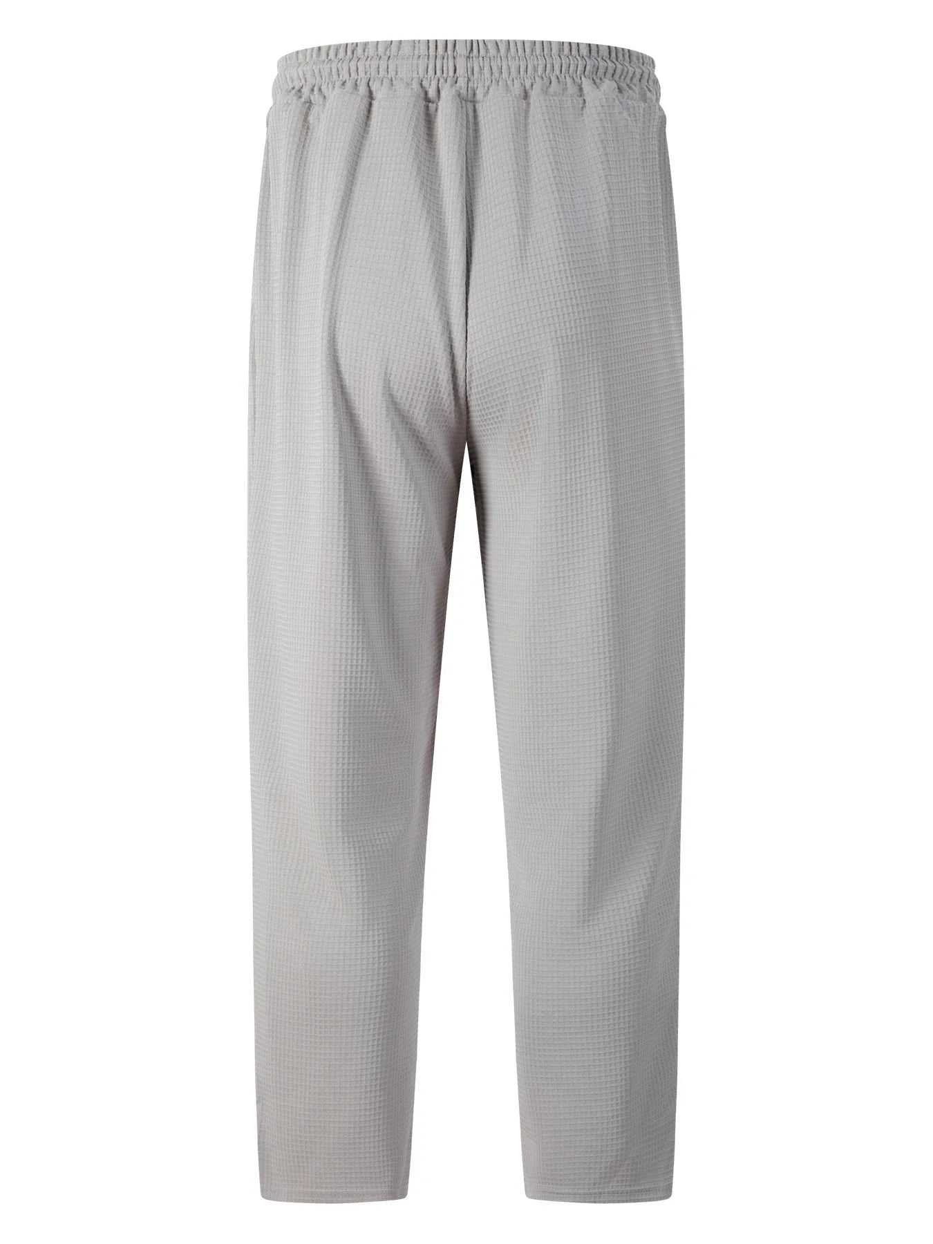 Men's Waffle Knit Elastic Waist Straight-Leg Pants